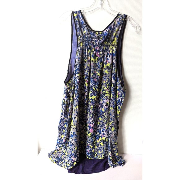 Beverly Drive Womens Reversible Blouse Size 20 22 Floral Top Smocked Neon Purple - Picture 5 of 12